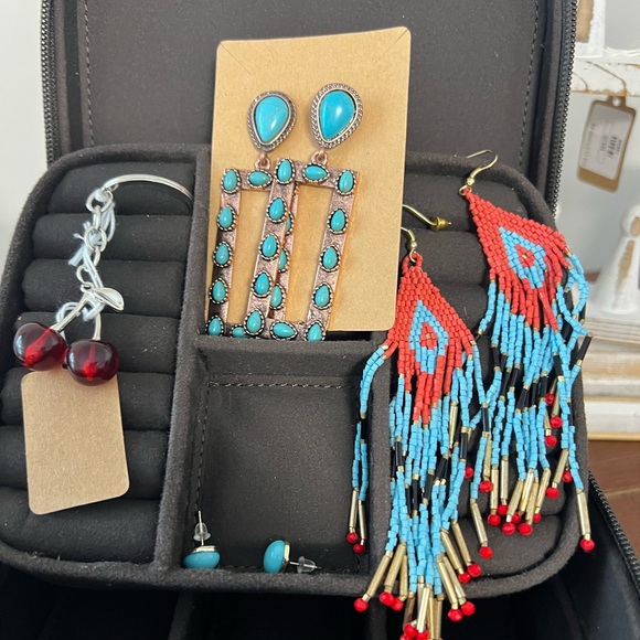 New Crazy Horse Leather & Cowhide Small Jewelry Box Rustic Gift😍 With Jewelry - Picture 9 of 14